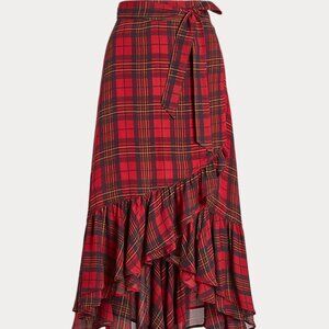 Plaid Ruffled Georgette Skirt